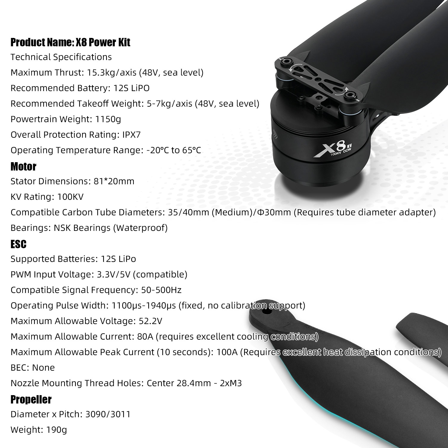 X8 Power System Kit: 100KV Mot - đánh giá và giá Drone Kit Heavy Lift